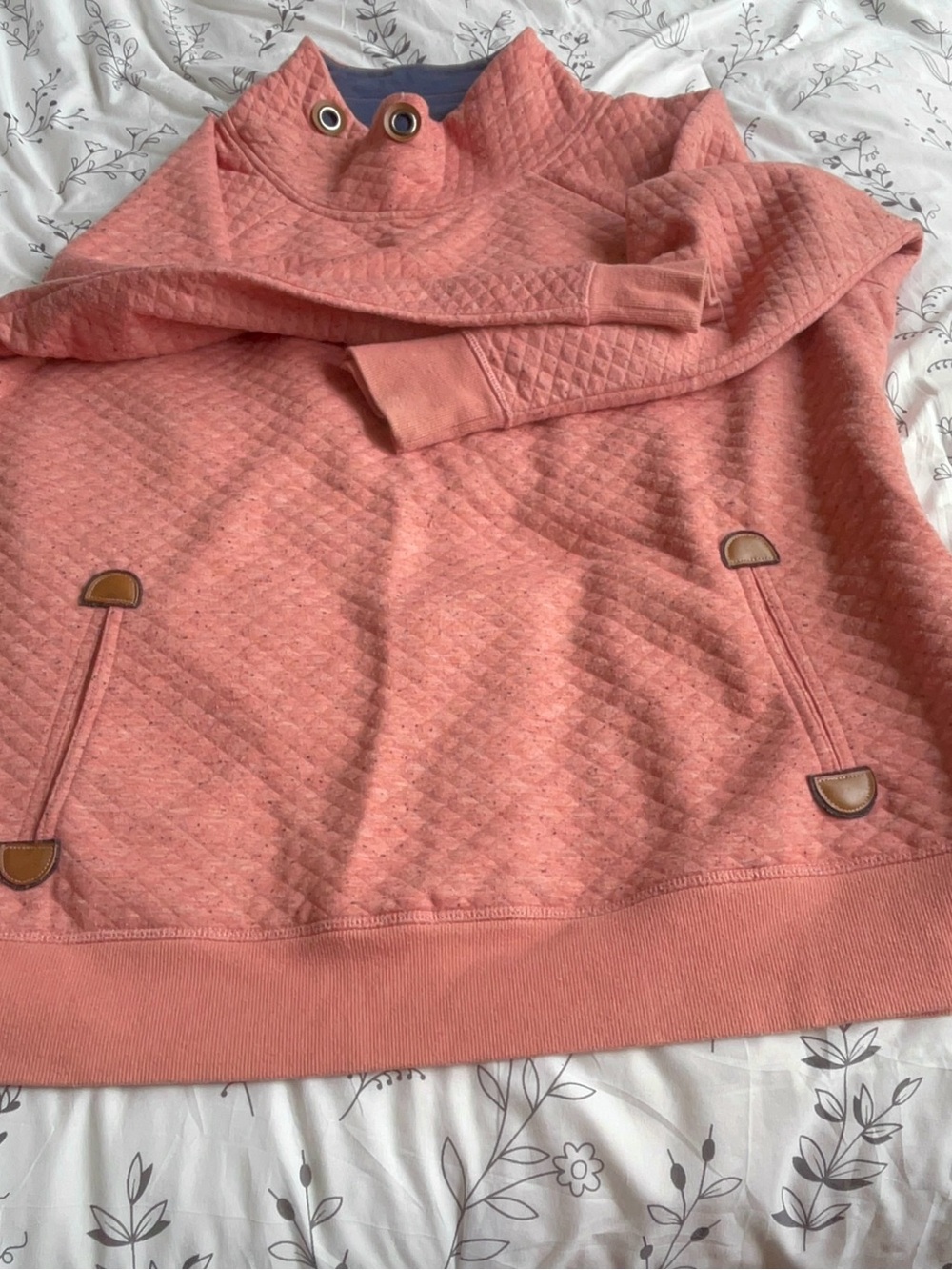 Maurices Navy and Coral Quilted Pullover